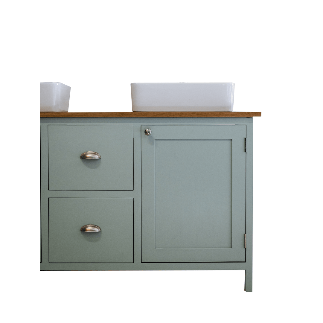 The Old English Double Vanity - Redstone projects t/a Holly Wood Kitchens and Furniture