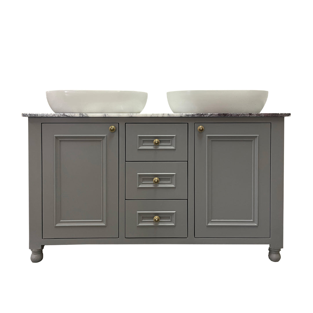 The French Double Vanity - With Oak Top