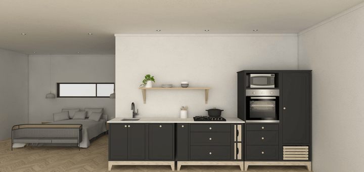 Scandi Kitchenette With its sleek and minimalist design, this kitchenette is perfect for creating a stylish and efficient cooking space in any home. Holly Wood Kitchens and Furniture