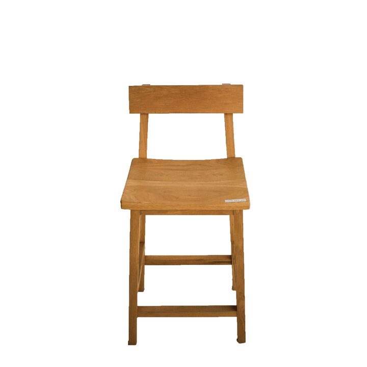 front view Solid Oak Stool with Back Holly Wood Kitchens and Furniture