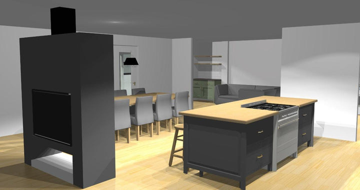 OPTION C - 3D Kitchen design designed by Holly Wood Kitchens and Furniture