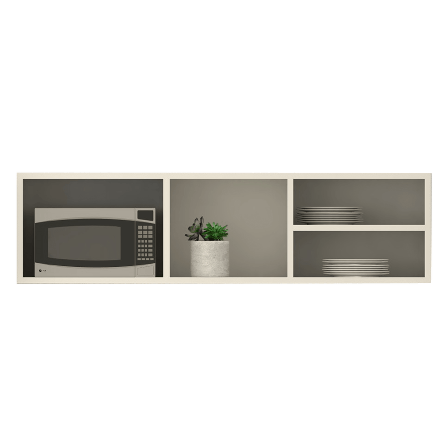 Scandi Wall Unit -  neatly store crockery, with a dedicated space to house a freestanding microwave made by Holly Wood Kitchens and Furniture